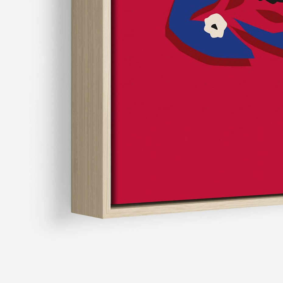 Obraz w ramie 80x120 - Kolorowe Przenikanie - abstrakcyjna kwiatowa kompozycja, czerwone mocne tło - rama drewno