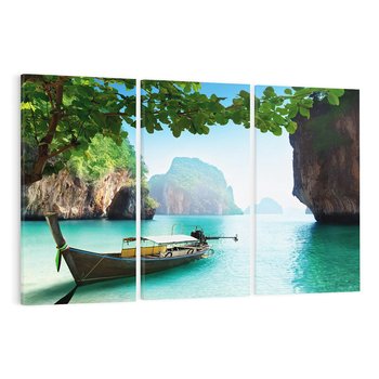 Obraz na płótnie 120x80 - Tajlandia - sielanka łodzi nad morzem - Tajlandia, łódź