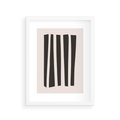 Plakat w ramie 30x40 - Migotliwa Transformacja Form - minimalizm, czarne pasy - rama biała