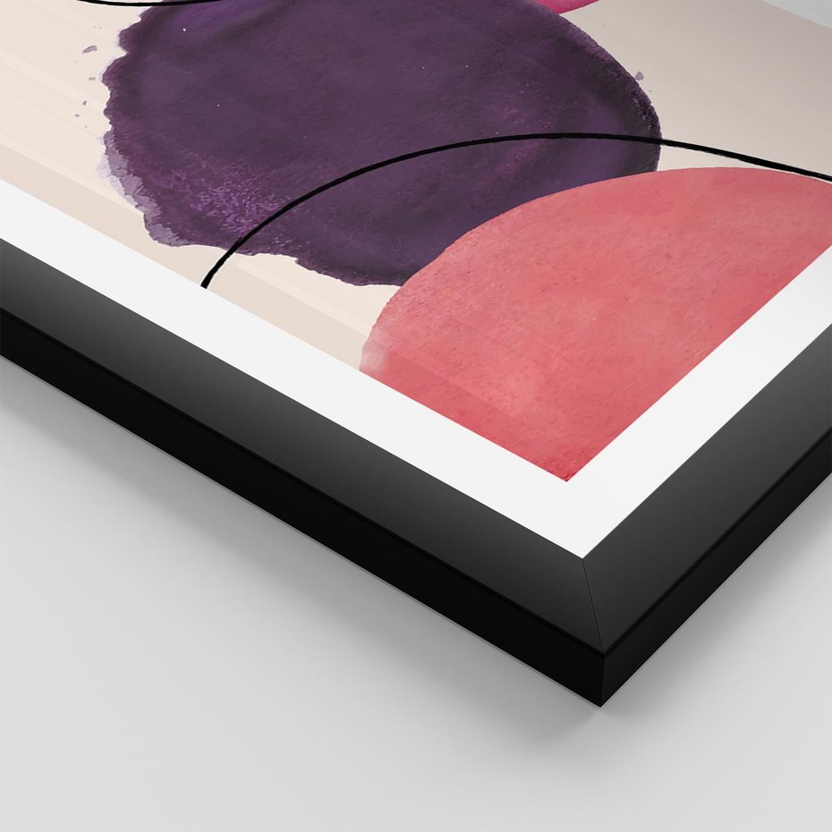 Plakat w ramie 40x50 - Migotliwe Widzenia - abstrakcyjne akwarelowe plamy, nieregularne linie - rama czarna