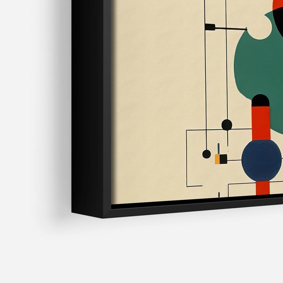 Obraz w ramie 50x50 - Migocące Impresje Odniesień - abstrakcyjna geometryczna kompozycja, koła linie - rama czarna