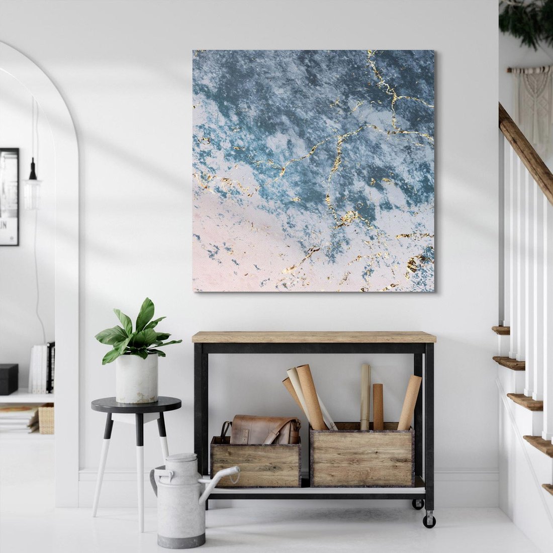 Obraz na płótnie 40x40 - Elegancja i Wyrafinowanie - marmur, złoto