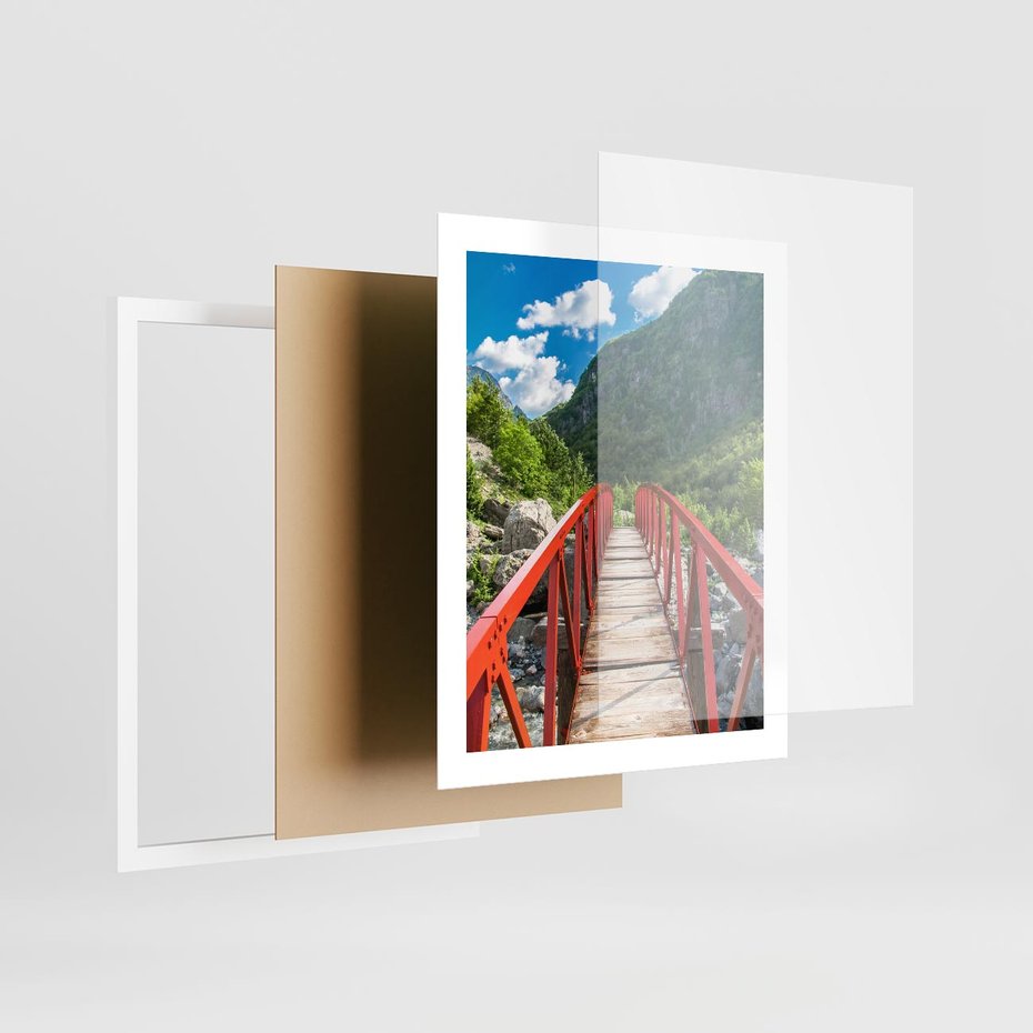Plakat w ramie 40x50 - Most do przygody - góry, most - rama biała