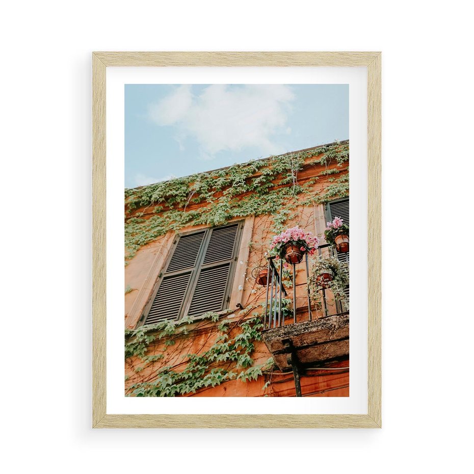 Plakat w ramie 50x70 - Okno do włoskich budynków - włoskie, budynki - rama drewno