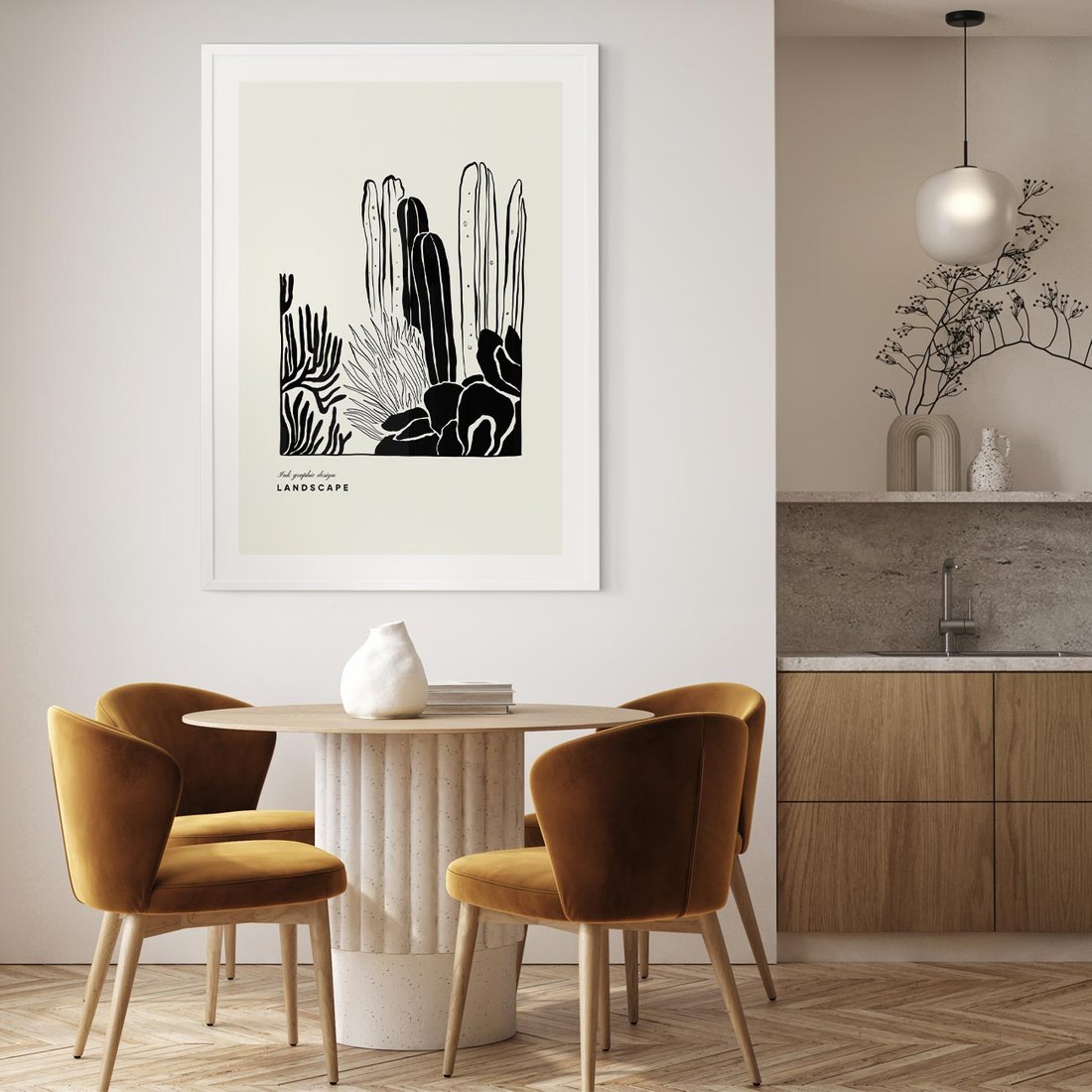 Plakat bez ramy 21x30 - Boho Oaza - kaktusy, rośliny