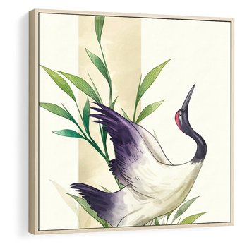 Obraz w ramie 50x50 - Migocące Ptaki - japońska sztuka, ptak - rama drewno