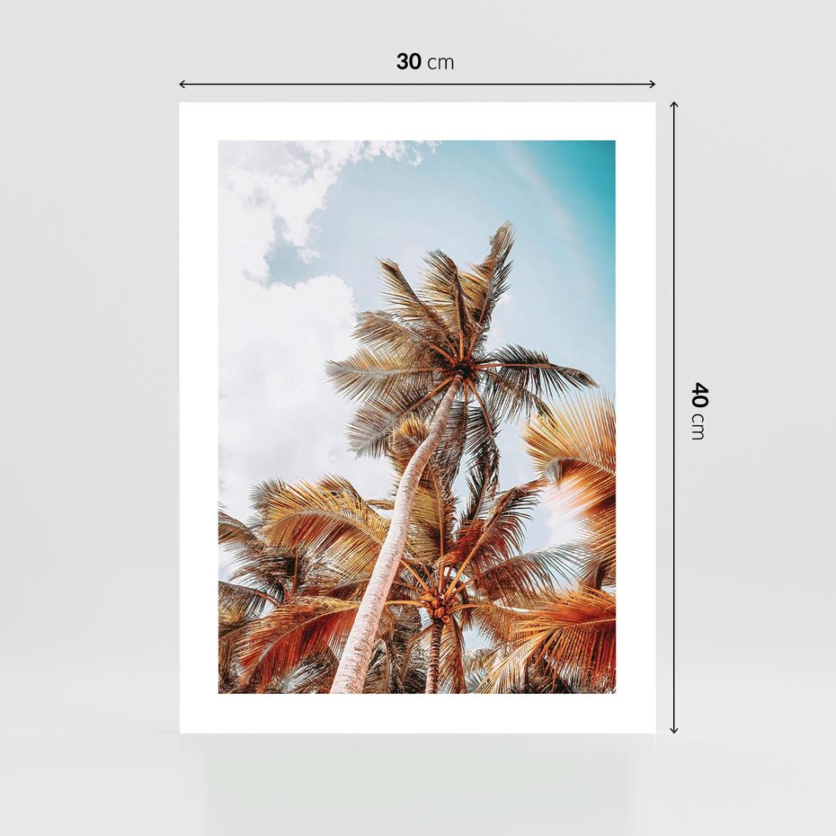 Plakat bez ramy 30x40 - Plażowa Idylla z Palmami - palmy, rajska plaża