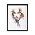 Plakat w ramie 40x50 - Abstrakcyjny portret kobiecy - grafika, kobieta - rama czarna