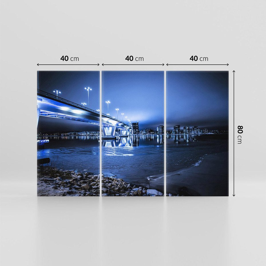 Obraz na płótnie 120x80 - Nocne miasto most - noc, miasto