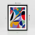 Plakat w ramie 30x40 - Kolorowe Przesunięcia Kształtów - abstrakcyjny obraz olejny, żywe kolory - rama czarna