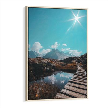 Obraz w ramie 50x70 - Inspirujący Pejzaż - ścieżka, górska - rama drewno