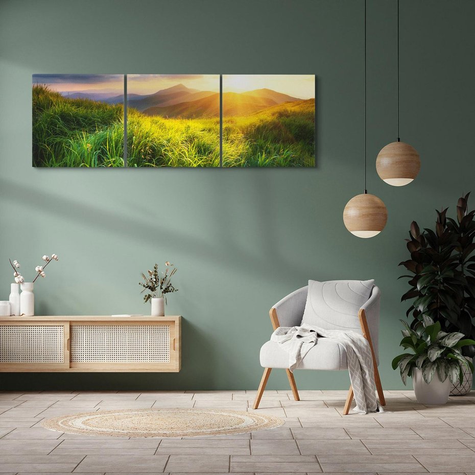 Obraz na płótnie 150x50 - Bliskość Natury - góry, łąka