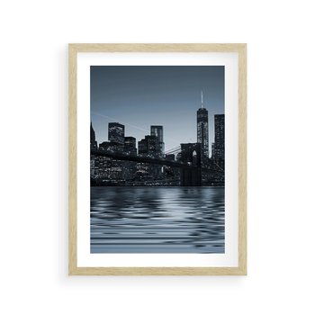Plakat w ramie 40x50 - Nocne pejzaże miasta - miasto, nocą - rama drewno