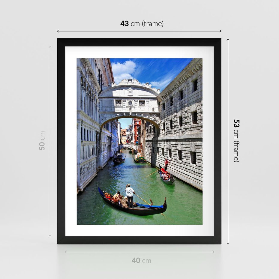 Plakat w ramie 40x50 - Romantyczna gondola w Wenecji - Wenecja, gondola - rama czarna
