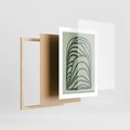 Plakat w ramie 30x40 - Zielonkawy Uścisk Natury - abstrakcyjny zielony motyw, skandynawski design - rama drewno