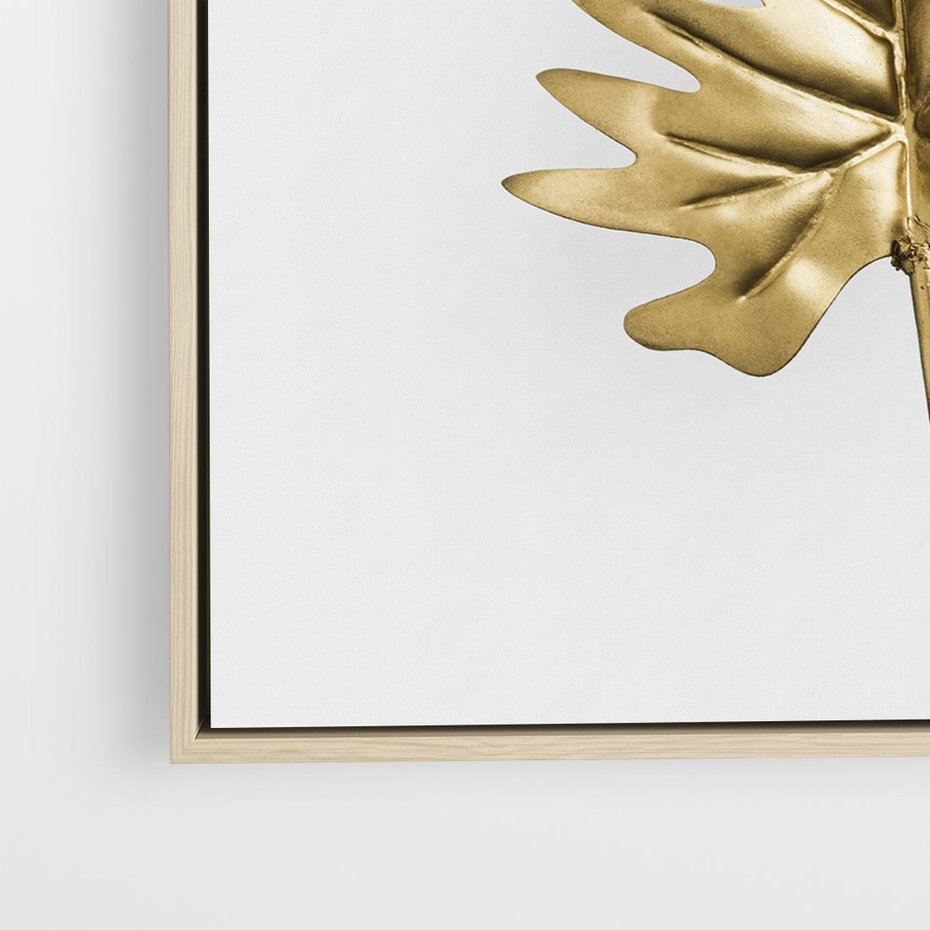 Obraz w ramie 50x50 - Ponadczasowy Urok - złote, liście - rama drewno