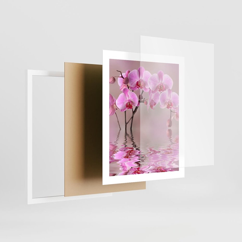 Plakat w ramie 40x50 - Relaksacyjne spa w otoczeniu storczyka - spa, storczyk - rama biała