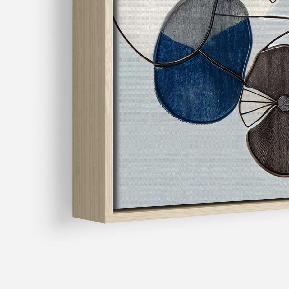 Obraz w ramie 120x80 - Plamy w Niebieskim - sztuka abstrakcyjna, linie - rama drewno