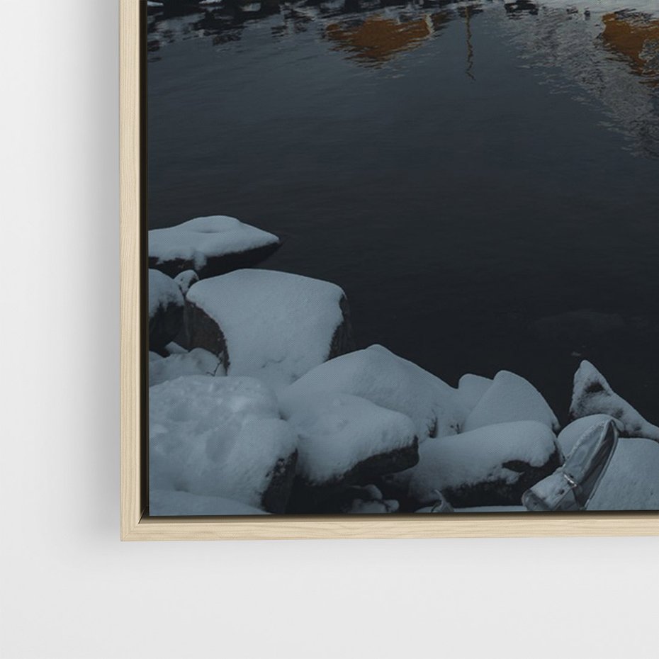 Obraz w ramie 50x70 - Minimalizm i Urok Natury - skandynawskie, domki - rama drewno