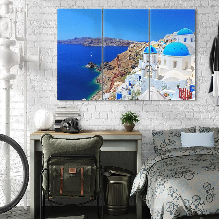 Obraz na płótnie 120x80 - Santorini i Morze Błękitów - Grecja, Santorini