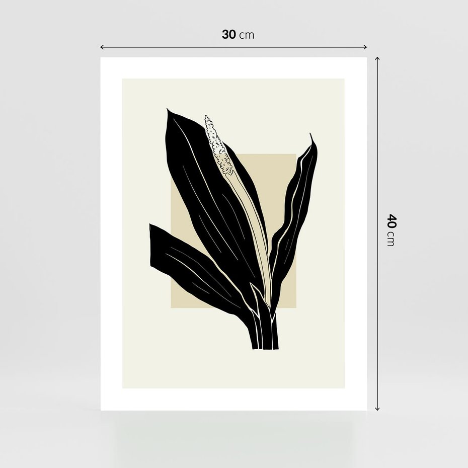 Plakat bez ramy 30x40 - Harmonia liści - minimalistyczny obraz, szkic