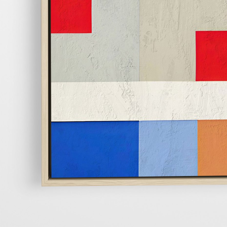 Obraz w ramie 80x120 - Bezczasowe Przenikanie Kształtów - abstrakcyjne geometryczne kształty, olejny obraz - rama drewno