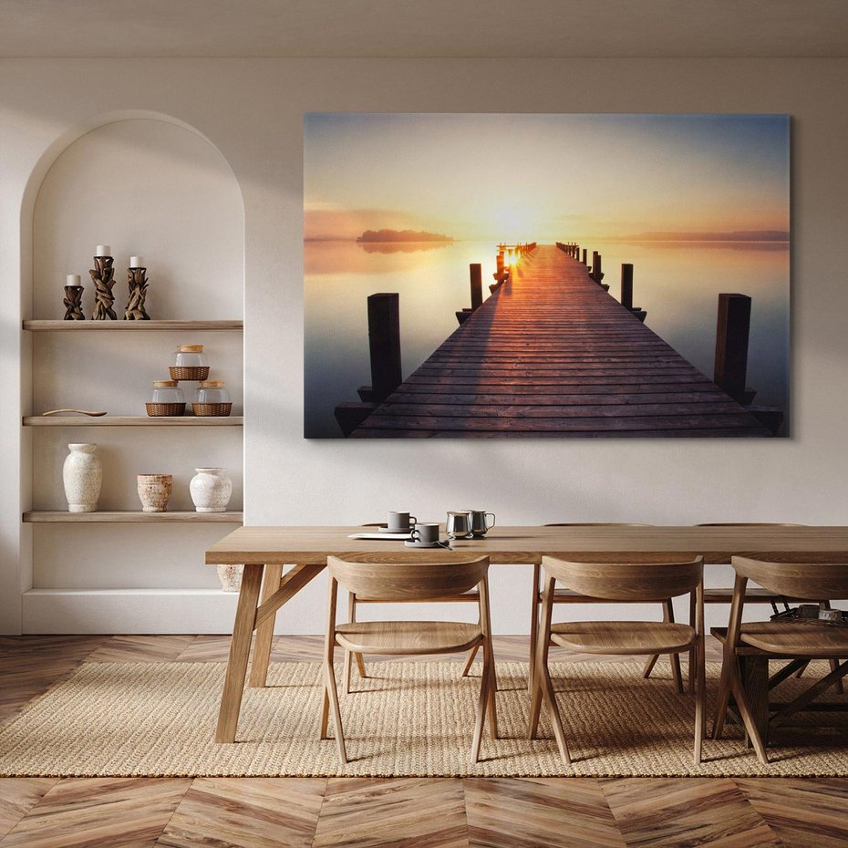 Obraz na płótnie 70x50 - Morze w blasku molo - morze, molo