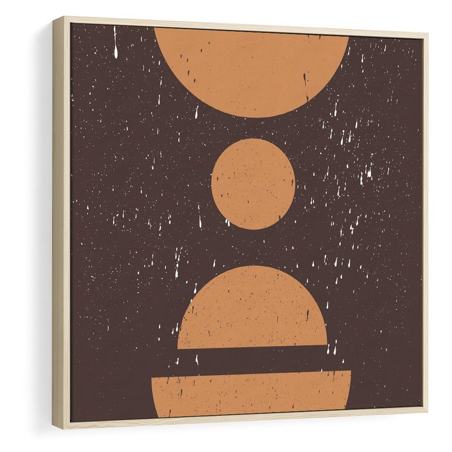 Obraz w ramie 50x50 - Impulsy Przestrzeni - mid century styl, nowoczesna grafika - rama drewno