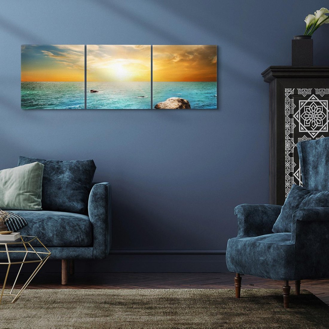 Obraz na płótnie 150x50 - Zachód słońca na plaży - plaża, zachód
