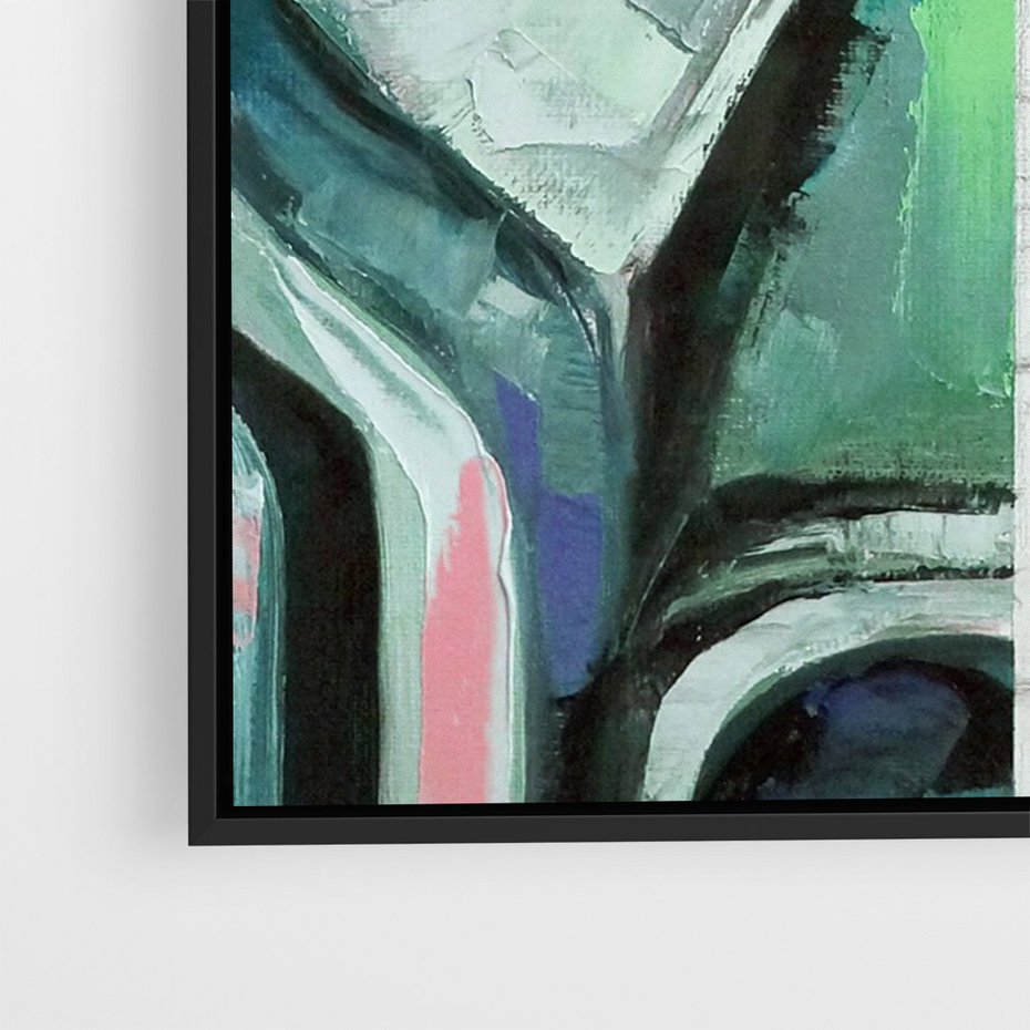 Obraz w ramie 50x70 - Niezakończona Piękność - abstrakcyjny obraz olejny, portret kobiety - rama czarna