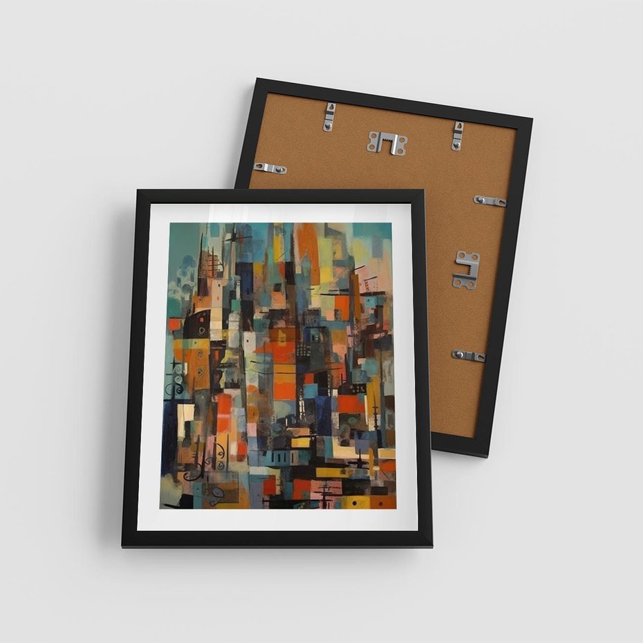 Plakat w ramie 40x50 - Zaklęte Odbicia Nienormalności - styl mid century, nowoczesna sztuka - rama czarna