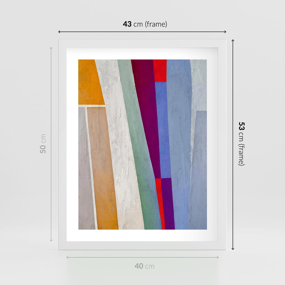 Plakat w ramie 40x50 - Księga Ukrytych Odbić - abstrakcyjne dziwne kształty, olejny obraz - rama biała