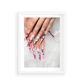Plakat w ramie 40x50 - Paznokcie jak dzieło sztuki - paznokcie, manicure - rama biała
