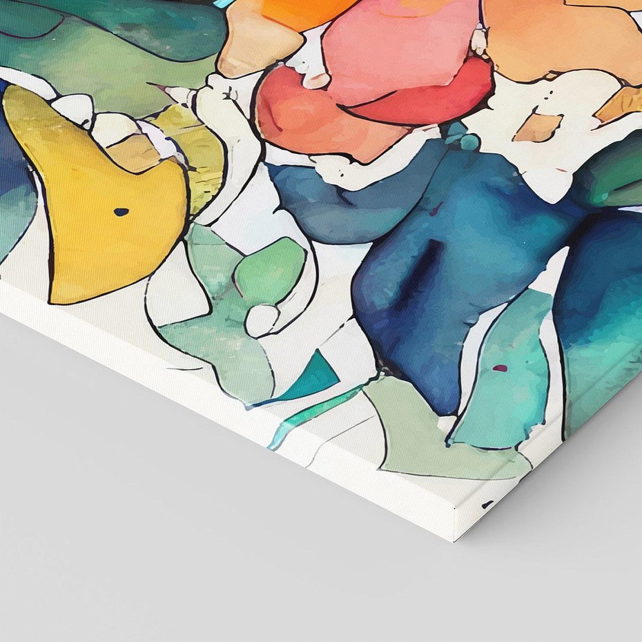 Obraz na płótnie 150x50 - Kwiatowy Impuls Kolorów - abstrakcyjne kolorowe kwiaty, szkic