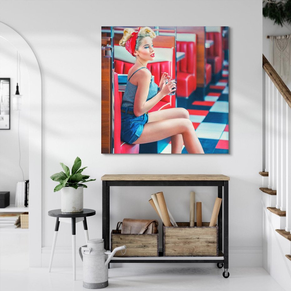 Obraz na płótnie 50x50 - Stylowa Elegancja - retro, pinup