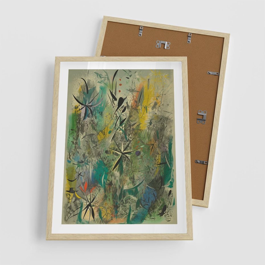 Plakat w ramie 50x70 - Tajemnicze Konstrukcje Form - abstrakcyjny obraz, mnogość kolorów - rama drewno