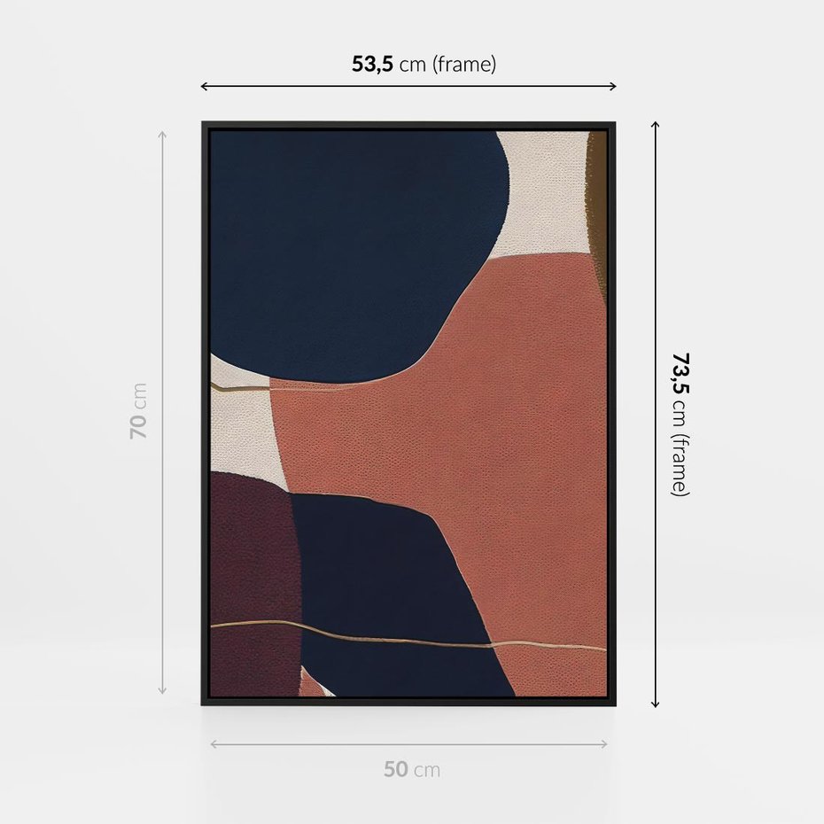 Obraz w ramie 50x70 - Abstrakt Marsala - nieregularne plamy, kształty - rama czarna