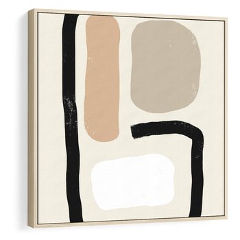Obraz w ramie 50x50 - Kształtne Formy - geometryczne nieregularne kształty, nowoczesna kompozycja - rama drewno
