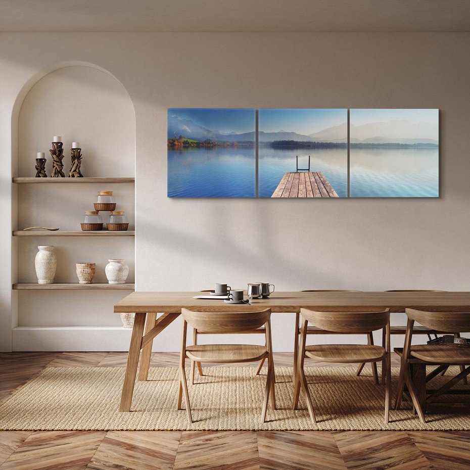 Obraz na płótnie 90x30 - Alpy: jezioro i malownicze molo - Alpy, jezioro