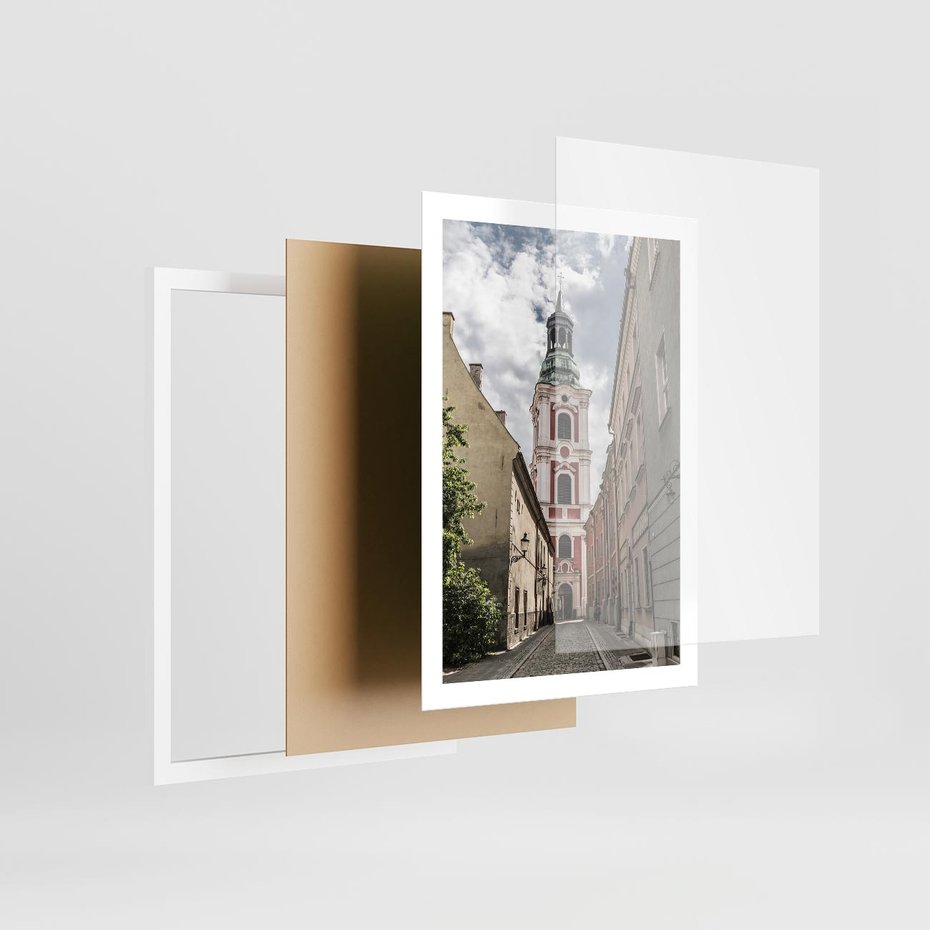 Plakat w ramie 50x70 - Magia perspektywy uliczki - uliczka, perspektywa - rama biała