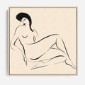 Obraz w ramie 80x80 - Piękno w Minimalizmie - abstrakcyjny rysunek, minimalistyczna kreska - rama drewno
