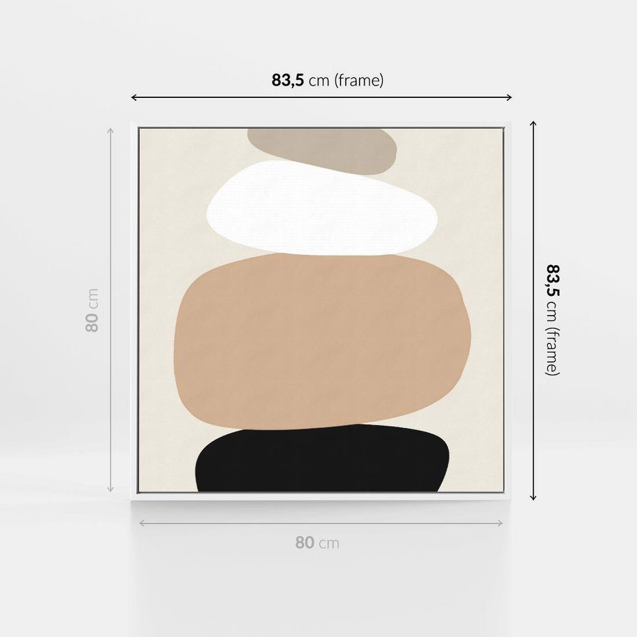 Obraz w ramie 80x80 - Zgeometryzowane Kształty - modernistyczny plakat, obłe kształty - rama biała