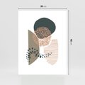 Plakat bez ramy 30x40 - Harmonia Akwarelowych Przestrzeni - abstrakcyjna kompozycja z kropek kresek i kółek, odcienie brązu i beżu