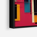 Obraz w ramie 50x50 - Przejście przez labirynt myśli - kolorowa abstrakcja, instalacja z prostokątów i lini - rama czarna