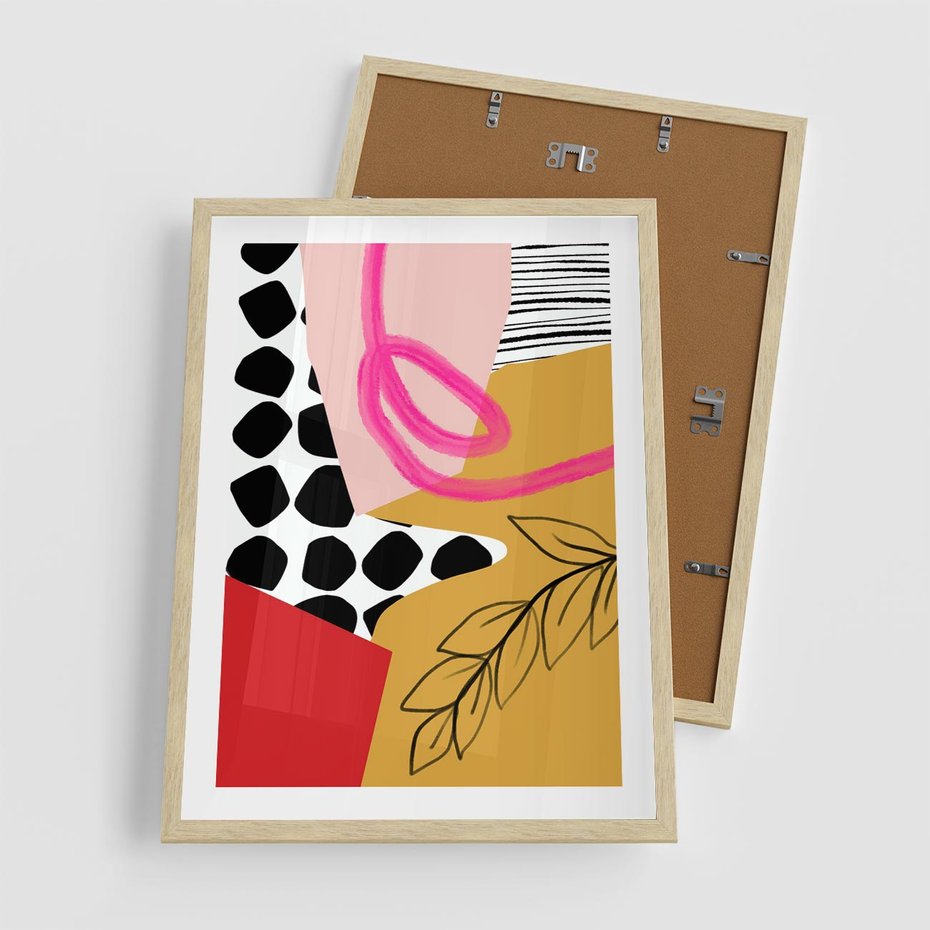 Plakat w ramie 50x70 - Księga Form i Plam - abstrakcyjna kompozycja, różne tekstury - rama drewno