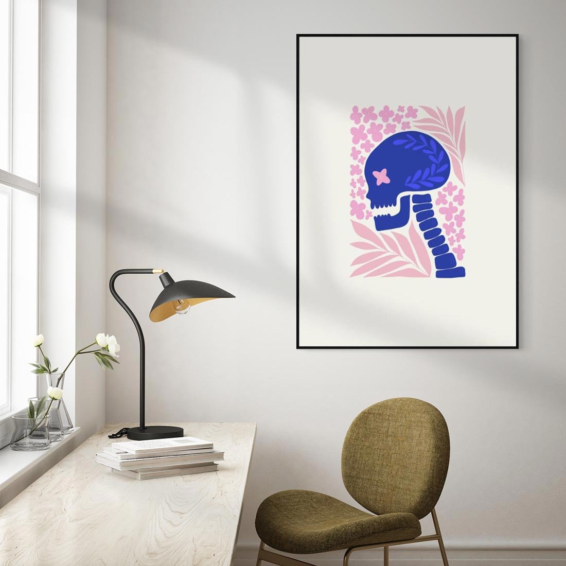 Obraz w ramie 50x70 - Żart z Czaszką - abstrakcja, sztuka nowoczesna - rama czarna