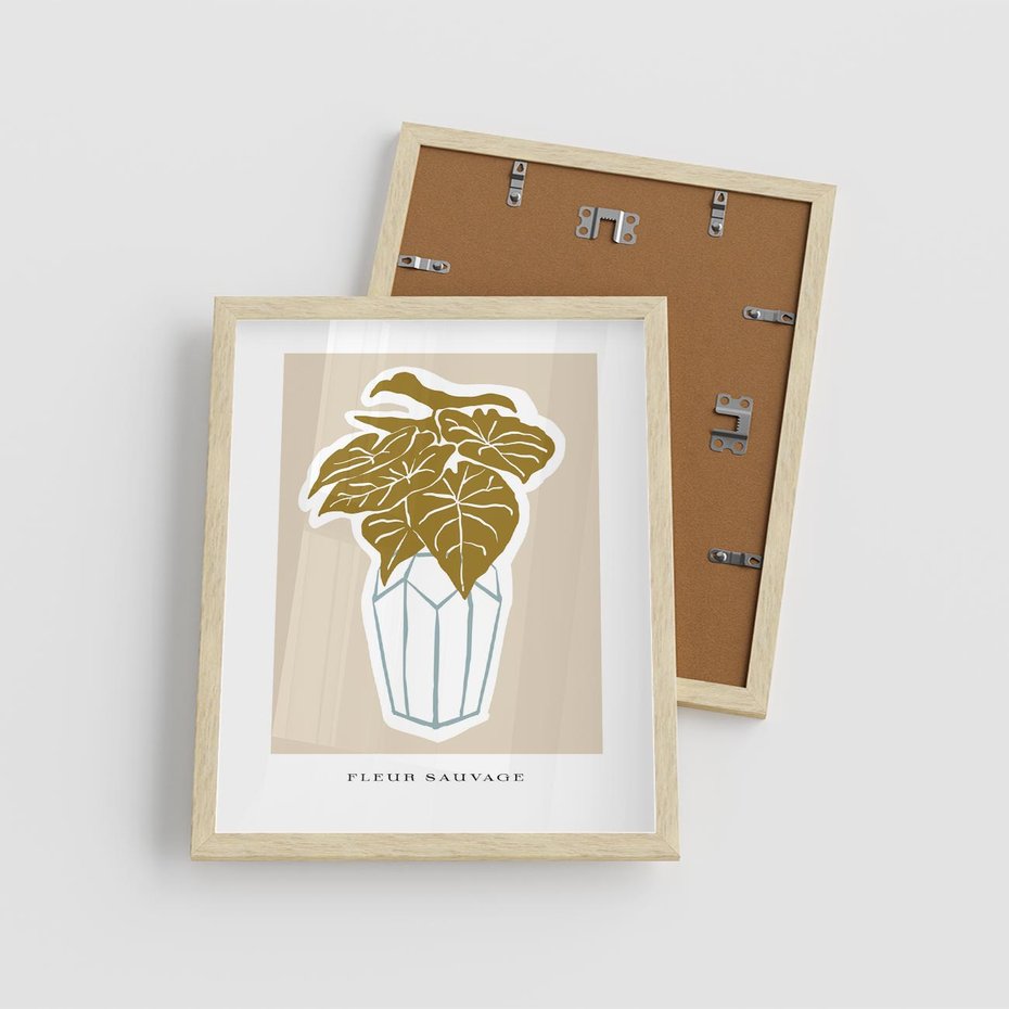 Plakat w ramie 40x50 - Rytmy Nowych Wizji - abstrakcyjne liście, tropikalne w wazonie - rama drewno