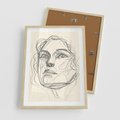Plakat w ramie 50x70 - Konturem Uchwycone - plakat, minimalistyczny szkic - rama drewno