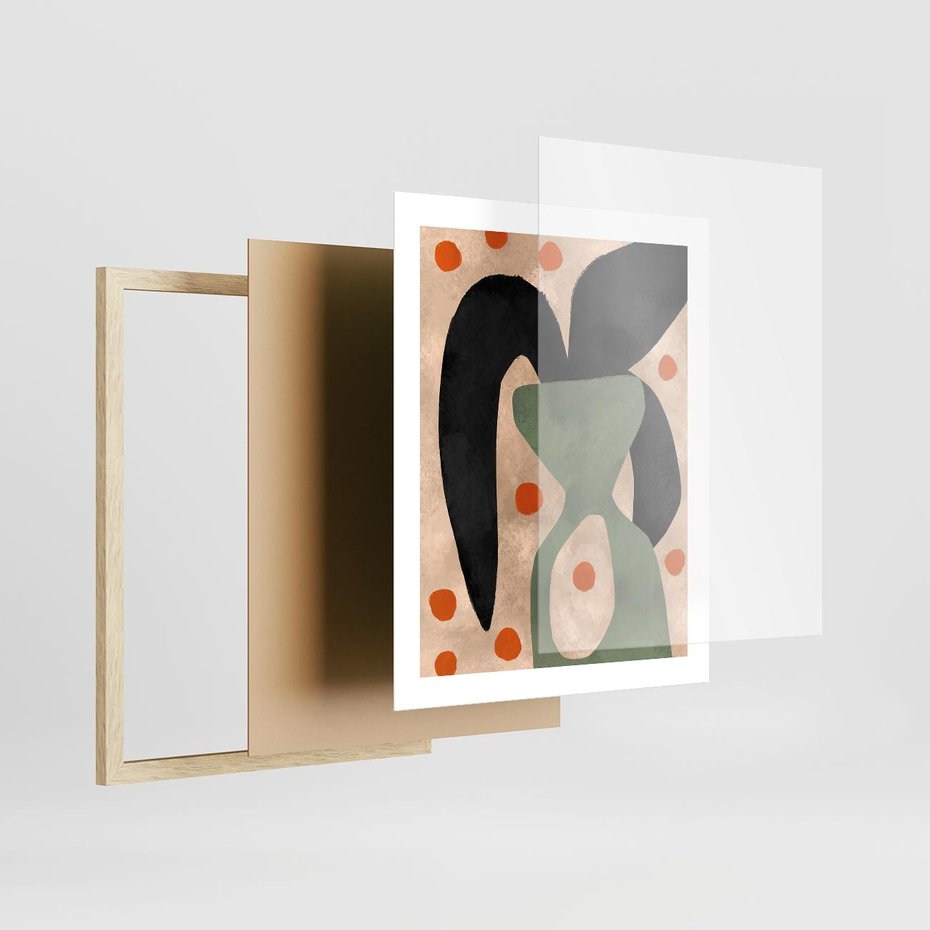 Plakat w ramie 40x50 - Impresje Boho - abstrakcyjny obraz, plakat - rama drewno