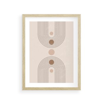 Plakat w ramie 30x40 - Zgeometryzowane Wizje - boho plakat, minimalizm - rama drewno
